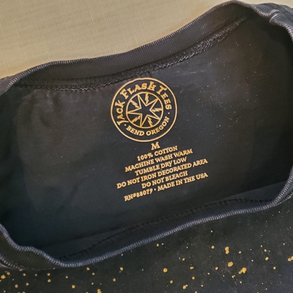 Jack Flash Tee Floral Bling Black Roses Bend Oregon Medium - Picture 2 of 12